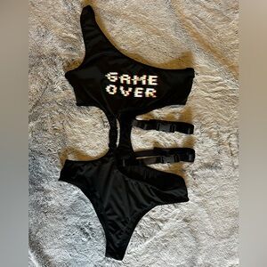 Black Monostrap Body Suit